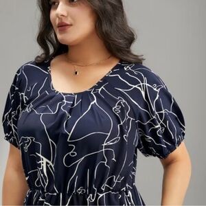 BloomChic Modern Print Dress in Navy Womens Size US 18-20